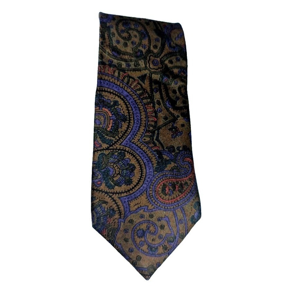 Bert Pulitzer Men's Necktie Polyester Brown Paisley Blue Classic